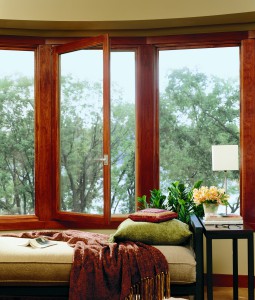 interior with wooden windows