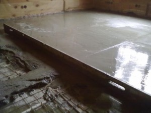 pouring a concrete floor