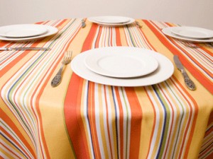 tablecloth on the table