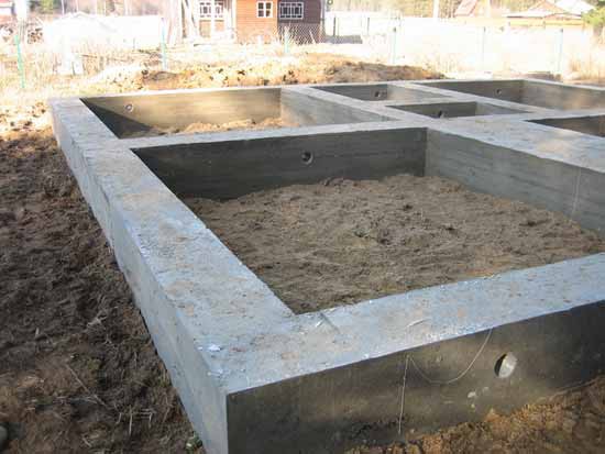 the construction of the house foundation